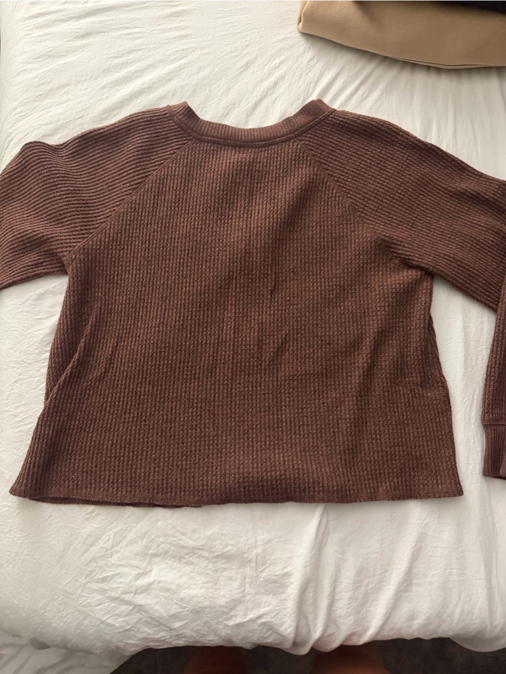 Brown Ribbed Button-Front Knit Top - Picture 2 of 2